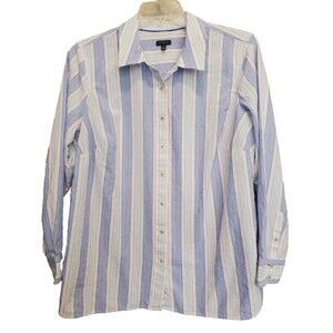Talbots Plus Cotton Multicolor Stripe Button-Up Tunic Size 1X